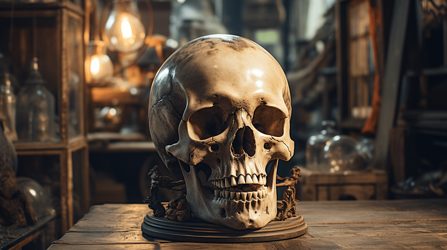 human skull antique shop