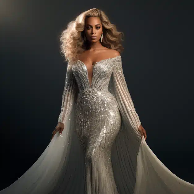 beyonce sparkles in silver gown